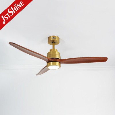 Natural Wood Blade DC Motor Remote LED Ceiling Fan For Home Hotel