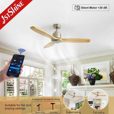 52 Inch Solid Wood Blade Ceiling Fan With Remote Control