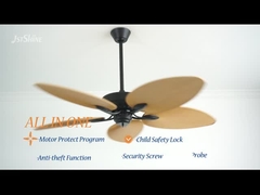 Fan de plafond tropicale de style 56 pouces de C.C du moteur 5 de lames de fan de plafond avec à télécommande