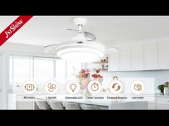 Ventilateur de plafond rétractable de chambre à coucher avec lumière 3 couleurs Dimmable lumière LED télécommande