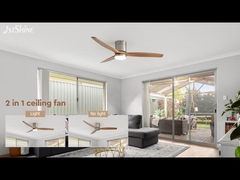 2 en 1 ventilateur de plafond avec plafond bas à distance Lamelles en bois massif avec lumière LED