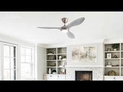 Ventilateur de plafond à lame d'argent moderne élégant avec télécommande à 6 vitesses et lumière LED atténuée