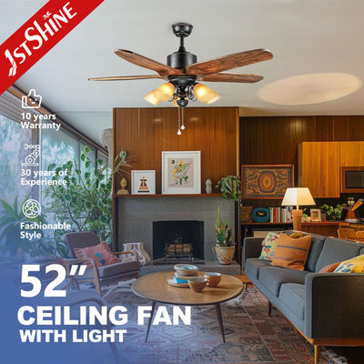 Bon prix Fan de plafond économiseuse d'énergie de commutateur de traction d'OEM avec 5 lames en bois en ligne