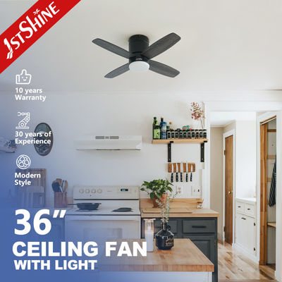 Qualité  36 Inch Modern Led Invisible Ceiling Fan Mini 4 Plywood Blades Low Profile Dimming Light Usine