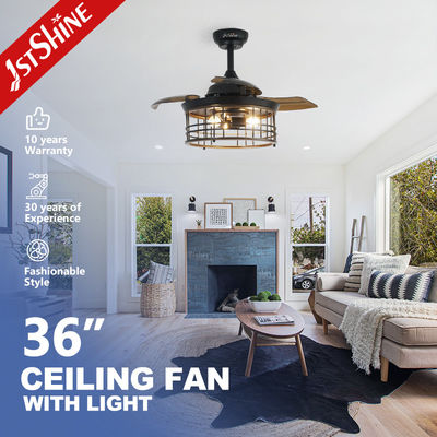 Bon prix Cage en acier d'intérieur de 36 pouces E27 * 3 ampoule LED ventilateur de plafond invisible avec lame rétractable en ligne