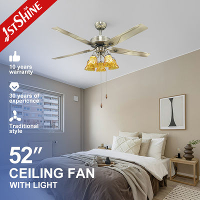 Bon prix fan de plafond de lame en métal 110V avec la lumière 52 pouces et moteur à courant alternatif en ligne