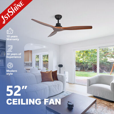 Bon prix Ventilateur de plafond en bois massif de 52 pouces avec moteur à courant continu silencieux et lames sculptées à la main pour la vie moderne en ligne